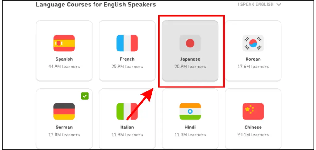 Steps to change language on Duolingo web