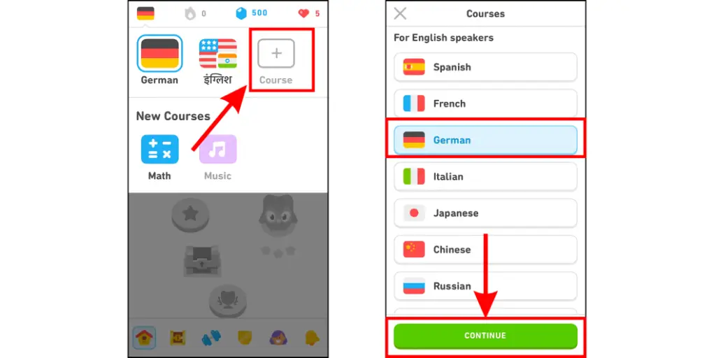 Steps to change language on Duolingo app