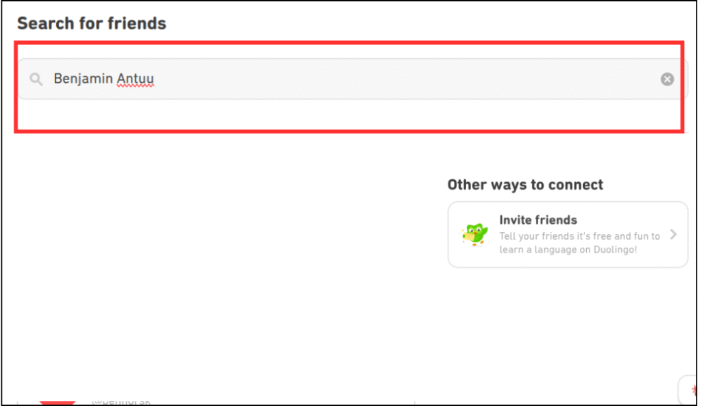 Search for Friends on Duolingo website