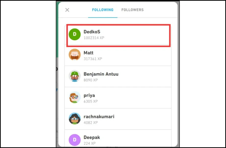 Find the Friend on Duolingo website