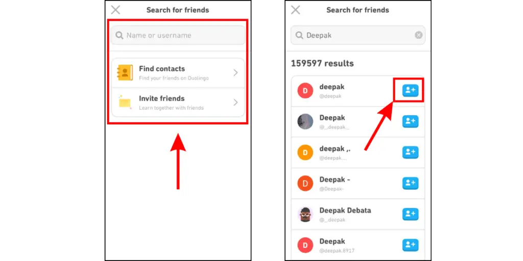 Adding friends to Duolingo