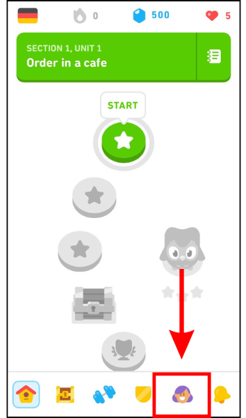 Tap the Profile tab at the bottom of the screen