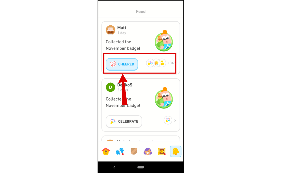 Tap the Celebrate Button