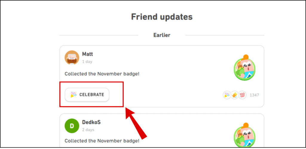 Click the Celebrate Button