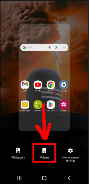 Tap on “Widgets” on android