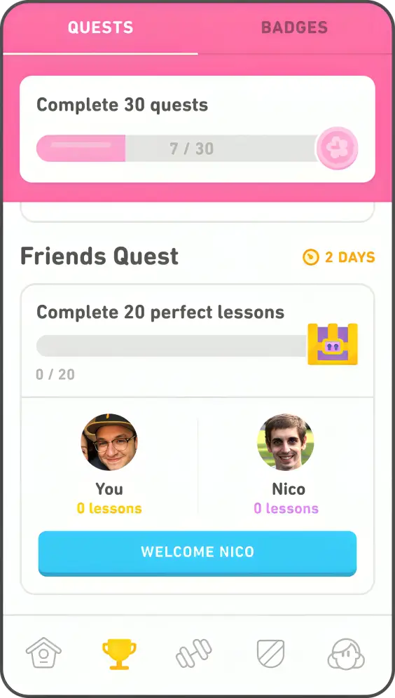 Friends Quests on duolingo