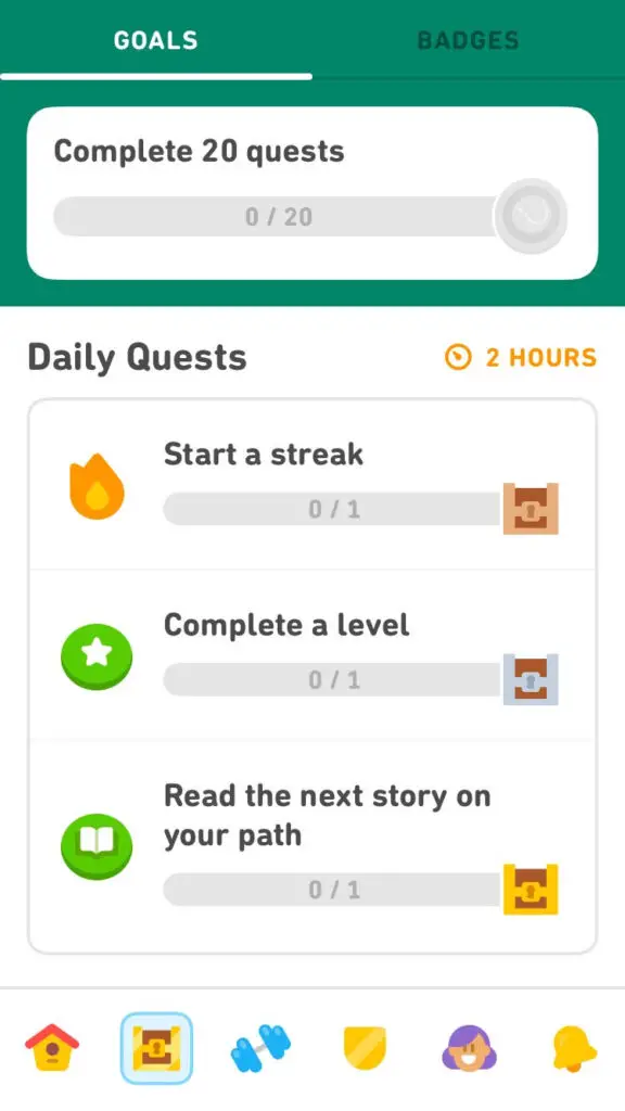 Daily Quests on Duolingo