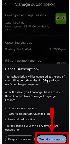 Confirm Cancellation