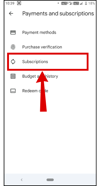 Tap on “Subscriptions”