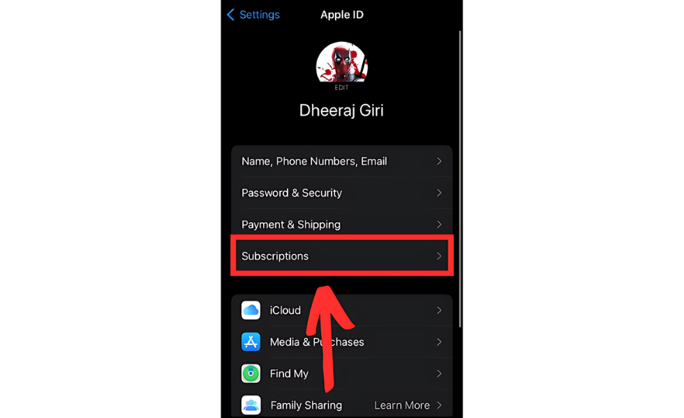 Open "Subscriptions"