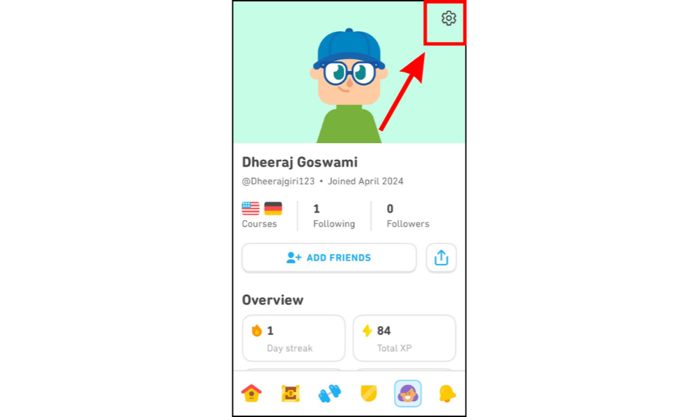 Find the Settings Button