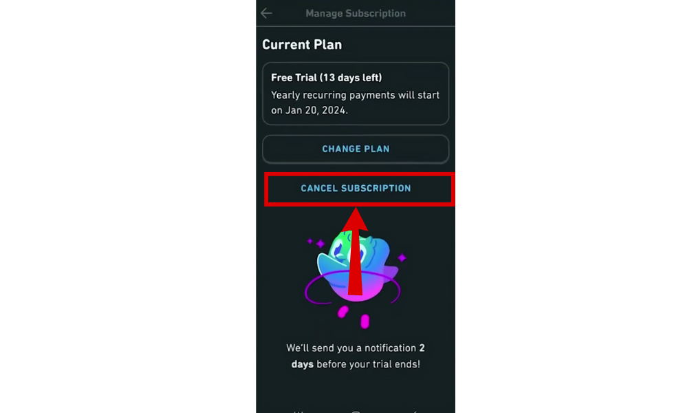 Tap the "Cancel Subscription"