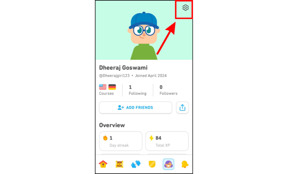 Tap the “Settings” Icon